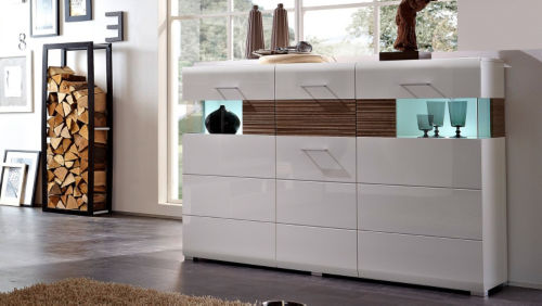 Highboard Weiß Hochglanz