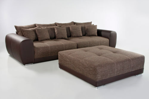 Big Sofa Henning, Kunstleder espresso, Webstoff espresso