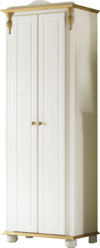 Garderobenschrank im Landhausstil aus weißem Massivholz